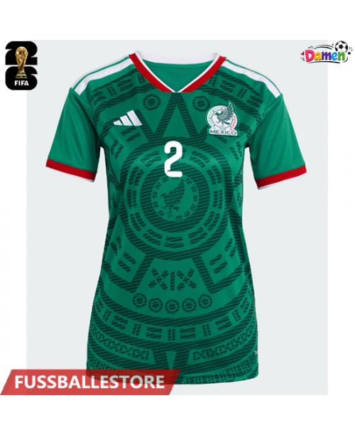 Günstige Mexiko Jorge Sanchez #2 Heimtrikot Damen WM 2026 Kurzarm